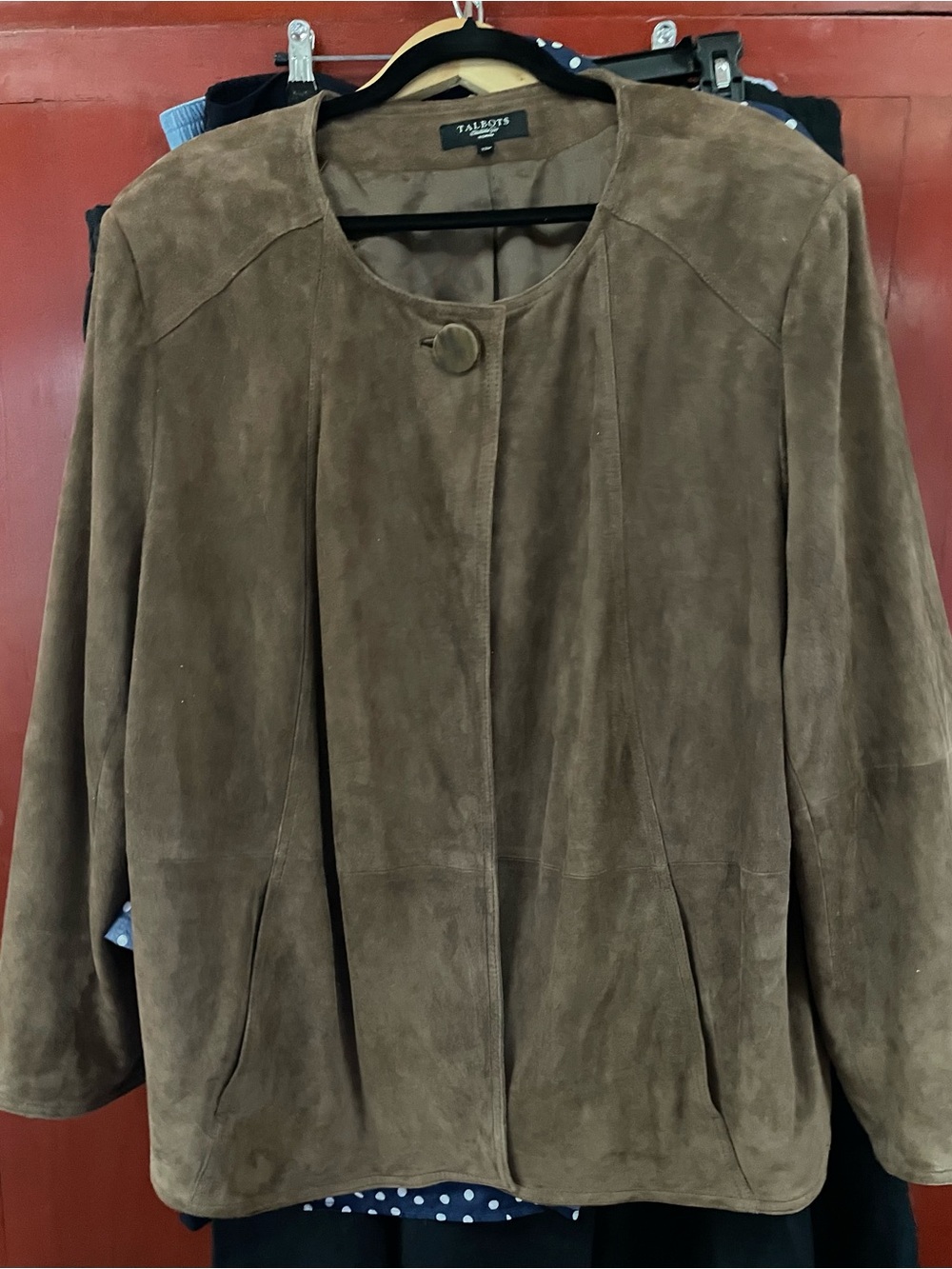 Talbots Brown Suede Leather 22W Jacket Stylish Plus Size
